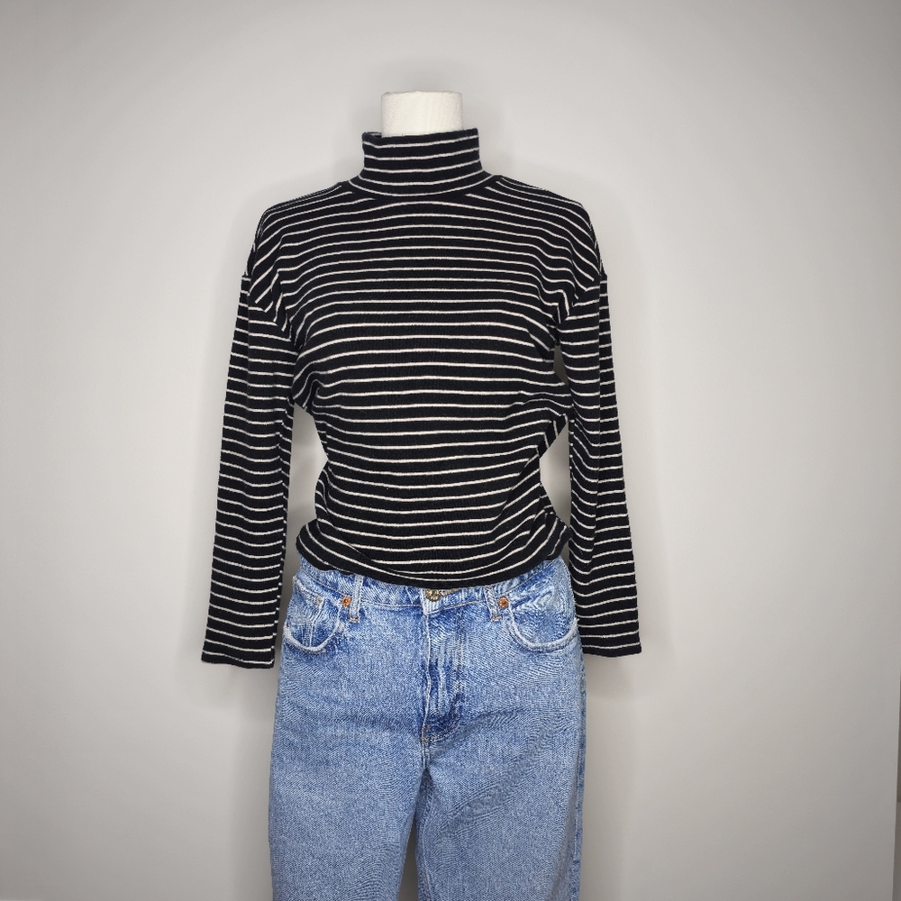 High Neck Striped Sweater